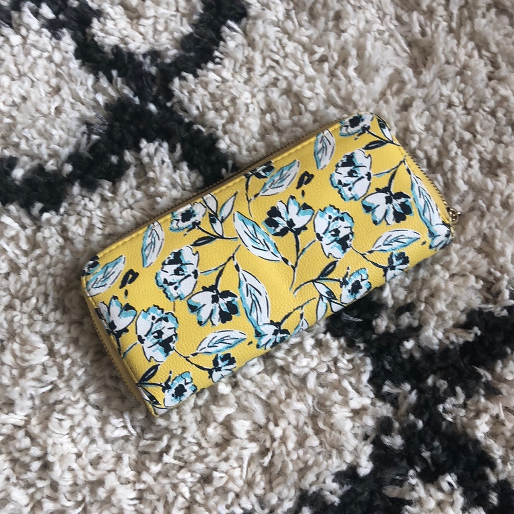 Floral Wallet Yellow and Blue